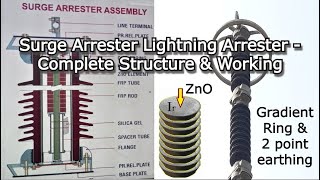 Surge Arrester Lightning Arrester working with ZnO Column Gradient Ring amp Critical 2 point Earthing [upl. by Dunstan]