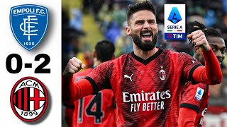 Empoli vs AC Milan Tadi Malam  Hasil Liga Italia Tadi Malam  Hasil Bola Tadi Malam [upl. by Glavin774]