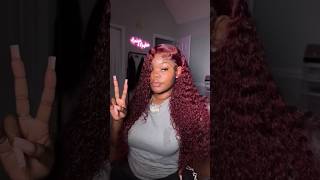 Bomb wine color curly wig😍alididihair colorhair wiginstall wigtutorial [upl. by Rem]