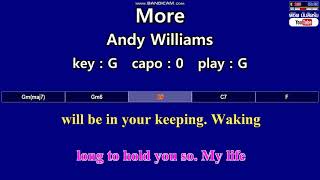 More  Andy Williams Karaoke amp Easy Guitar Chords Key  G [upl. by Owena]