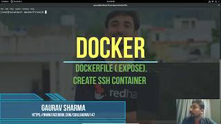 20 Docker  In hindi  Dockerfile  Expose and create a SSH container using dockerfile [upl. by Eimmelc]