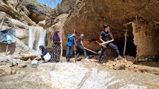 Building a shelter under the cave next to the waterfall [upl. by Kafka]