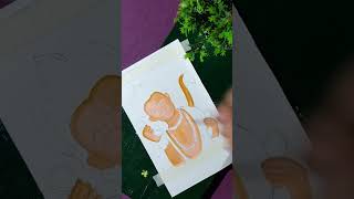 Jai Bajrangbali 🙏🏽🚩 easy Hanuman painting 😍youtubeshorts subscribe viral shorts [upl. by Byers]