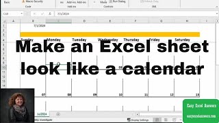 Make an Excel sheet look like a calendar [upl. by Anyat]