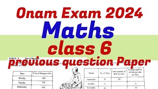 Class 6 maths onam exam model question paper 2024 [upl. by Tilney]