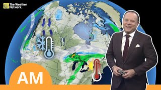 Drop in Temperatures Brings Snow Threat to East and Prairies  WeatherAM [upl. by Borgeson]