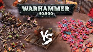 Deathskulls Orks vs Synthwave Tyranids REMATCH 500 point Warhammer 40k battle report [upl. by Gothart]