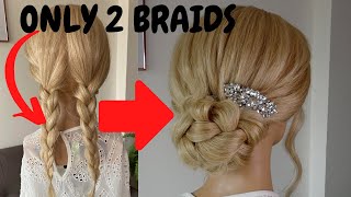 Easy low bun hairstyle  using 2 braids [upl. by Nidia149]