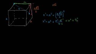 Distância de um vértice até o centro da face oposta de um cubo [upl. by Nuahsyt]