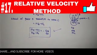 17IN HINDIRELATIVE VELOCITY METHOD FOR GEAR TRAIN [upl. by Aillij]