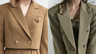 How to draft a Peaked Collar Double Breasted Cropped Blazer PatternBeginner Friendly [upl. by Glassco]