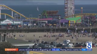 Santa Monica beachgoers affected by heatwave high bacteria levels in water [upl. by Nagoh967]