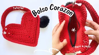 Bolso Corazon Tejido❤️ TENDENCIA  Tutorial Hebras Crochet [upl. by Keating]