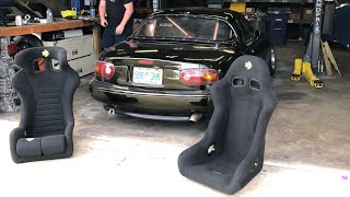 LS Miata Gets Race Seats  Spinning 13 Gear [upl. by Craig]