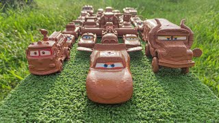 Clean up muddy minicars amp disney car convoys Play in the garden [upl. by Yenttirb]