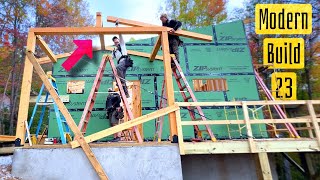 Modern Home Build  23  timber framed entry porch roof [upl. by Arada]