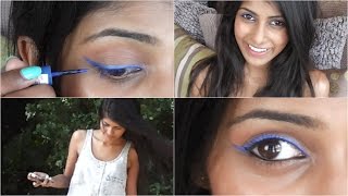 Blue Eyeliner Makeup Tutorial and Outfit [upl. by Goerke]