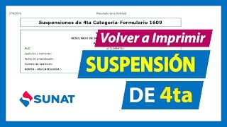 Volver a IMPRIMIR suspensión de cuarta categoría  2020 Actualizado [upl. by Ecyaj]