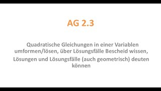 AG 23  Quadratische Gleichungen – NEU [upl. by Enidlarej]