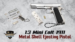 13 Mini 1911 Silver Alloy Metal Shell Ejecting Pistol [upl. by Osric]