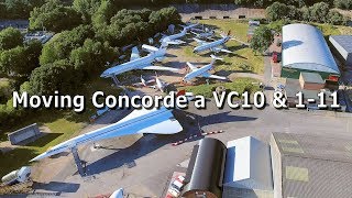 Repositioning Concorde a BAC 111 and a VC10 Fuselage at Brooklands Museum [upl. by Pros770]