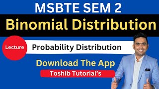 Binomial Distribution  Probability Distribution Diploma M2  MSBTE  Toshib Tutorials [upl. by Adorl]