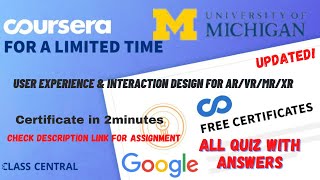 User Experience amp Interaction Design for ARVRMRXRweek14 All Quiz Answerscoursera quiztime [upl. by Odragde]