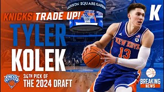 New York Knicks draft Tyler Kolek after trade No 34 in the 2024 NBA Draft [upl. by Arta]