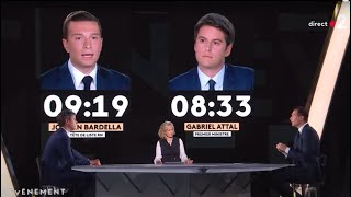 JORDAN BARDELLA VS GABRIEL ATTAL LE DÉBAT FRANCE 2 [upl. by Leighland951]