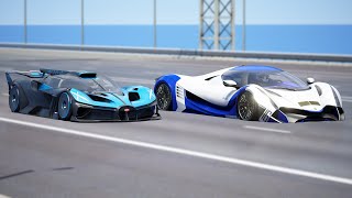 1000KMH Bugatti Bolide vs Devel Sixteen  DRAG amp TRACK RACE [upl. by Holt]