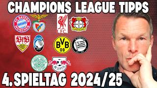 Champions League Prognose 2425  4 Spieltag Alle Spiele amp Tipps [upl. by Arada]