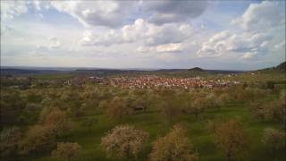 Flug über Streuobstwiesen bei Beuren im Frühling am Rande der Schwäbischen Alb [upl. by Tnomyar977]