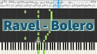 Ravel  Bolero  Synthesia Piano Tutorial [upl. by Eirol]