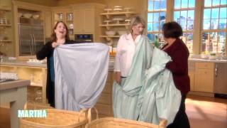 How to Fold a Fitted Sheet⎢Martha Stewarts Best Folding Hacks [upl. by Yarezed]