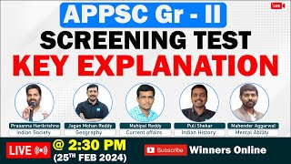 APPSC Gr  II Screening Test LIVE quotKEY EXPLANATIONquot  Winners Online [upl. by Lamb980]