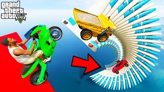 FRANKLIN TRIED IMPOSSIBLE TRIANGULAR SPIRAL LOOP PARKOUR RAMP CHALLENGE GTA 5  SHINCHAN and CHOP [upl. by Ameerahs]