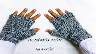 How to Crochet Men Gloves  Easy tutorial  CROCHET BUCKET [upl. by Nossah]