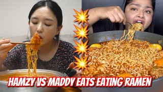 hamzy VS Maddy eats Ramen mukbang [upl. by Alleynad]