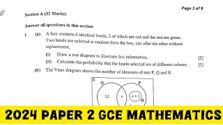 PROBABILITY  2024 GCE Mathematics Paper 2  Tree diagram [upl. by Oigres]