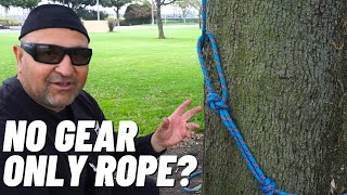 How to Tie a Tree Climbing Base Anchor With Only a Rope No Gear Tutorial [upl. by Rosetta275]