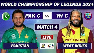 PAKISTAN vs WEST INDIES MATCH 4 WORLD CHAMPIONSHIP OF LEGENDS LIVE  PAK vs WI LIVE MATCH COMMENTARY [upl. by Odnala146]