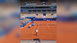 Rafael Nadal amp Carlos Alcaraz practice together  Olympics [upl. by Odrude]