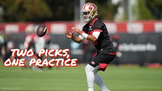 Jimmy Garoppolo Throws Two Interceptions on Day 4 of 49ers Training Camp [upl. by Sirrom]