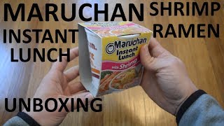 Unboxing Maruchan Instant Lunch Shrimp Ramen Noodle Soup Cup [upl. by Edy]