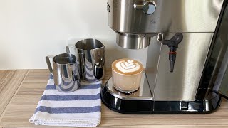 Delonghi Dedica EC685 How I steam Milk for Latte Art [upl. by Nodnart733]