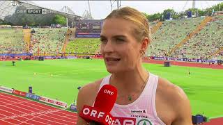 EM München 2022  ORF Interview Victoria Hudson nach Qualifikation [upl. by Burnsed]