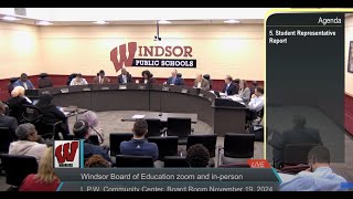 Windsor Board of Education Regular November Meeting [upl. by Tirb316]