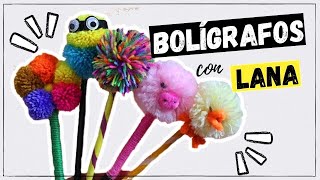 5 DIYS LÁPICES y BOLÍGRAFOS CON POMPONES DE LANA ❤️ ‼️ [upl. by Vogel]