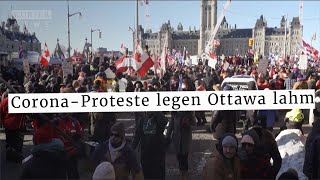 Notstand ausgerufen ImpfGegnerinnen legen Ottawa lahm [upl. by Ecargyram]