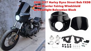 How To Install Harley Dyna Street Bob FXDB Headlight Road Warrior Fairing Windshield [upl. by Diandre]